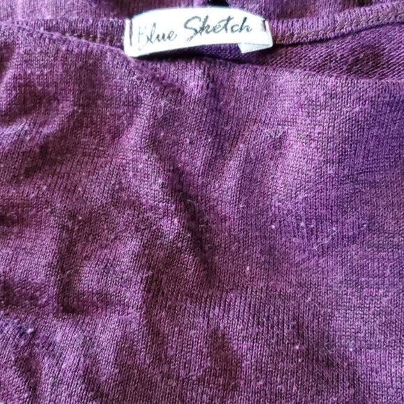 Dress Scooped Neck  Blue Sketch Cold Shoulder Purple Women's Size WOMAN'S LARGE - Picture 7 of 11